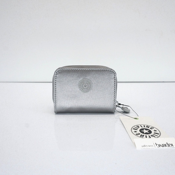 Defects Kipling Tops Mini Wallet Zip Snap KI0808 Polyamide SmoothSilver Metallic - Picture 1 of 11